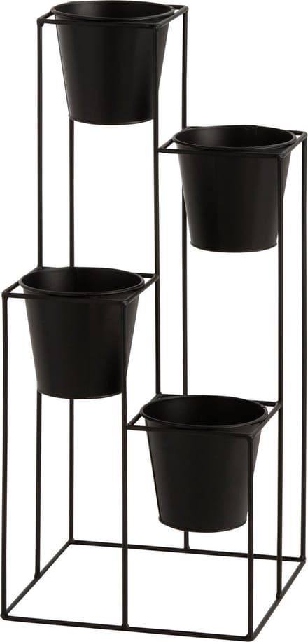 J-Line rek bloempothouder 4 Potten - metaal - zwart - small - Ø 31 cm