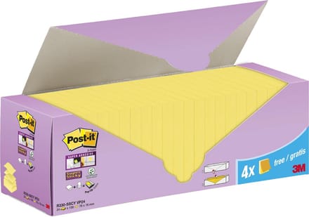 Post-it Super Sticky Z-notes | 90 vel | ft 76 x 76 mm | doos van 20 + 4 gratis | geel