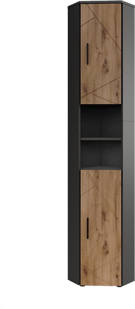 Vicco hoge kast Irma, Antraciet/Goudkleurig Eiken, 33 x 192 cm met 2 deuren