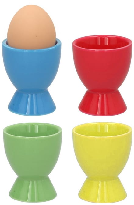 Bellatio Design Eierdopjes Basic - set van 8x - multi kleuren - porselein - 5 x 6 cm - voor ontbijt/brunch/pasen