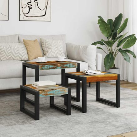 vidaXL - 3-delige - Tafeltjesset - massief - gerecycled - hout