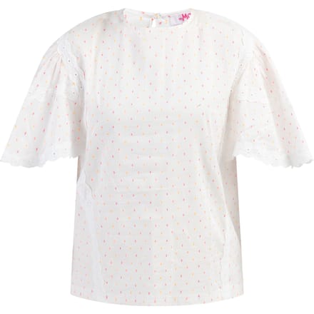 Mymo blouse met kant Dames Wit roze oranje stippen