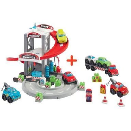 Abrick speelgoed garage met transporter en auto's - autogarage speelset.