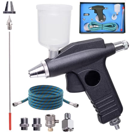 Aerograaf met 0,3/0,5mm sproeiers, 1,8m slang & compressoradapter
