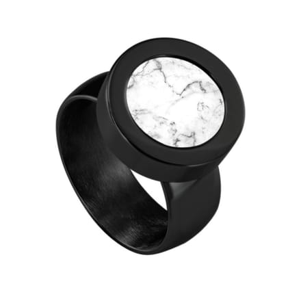 Quiges RVS Schroefsysteem Ring Zwart Glans 18mm met Verwisselbare 12mm Mini Munt - SLSRS54818