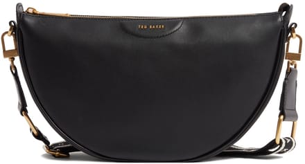 Ted Baker schoudertas Essina Webbing Leather Half Moon Crossbody Bag Black zwart