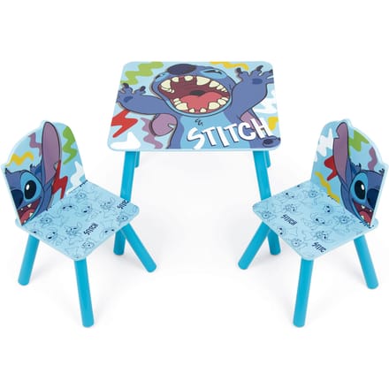 Lobbes kindertafel en stoelen set hout Lilo & Stitch blauw decoratief.