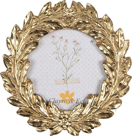 Clayre & Eef Fotolijst Ø 8 cm Goudkleurig Polyresin