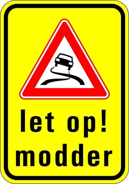 Modder op de weg sticker 148 x 210 mm