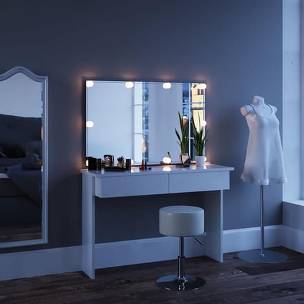Kaptafel Wit 120 cm met LED Verlichting en Spiegel