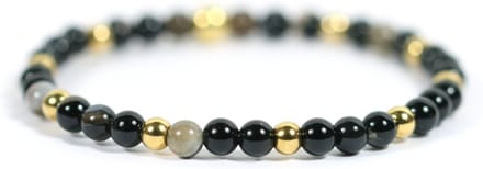 Dames armband zwart agaat mix edelsteen 4mm - 17,5 cm Heaven Eleven