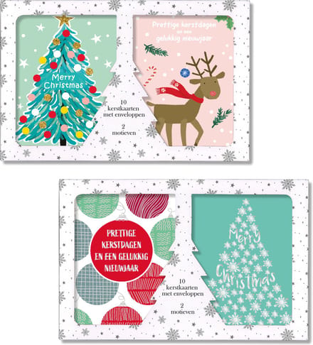 MGPcards - 20 Dubbele Kerstkaarten met envelop - "Traditioneel" - Voordelige Kerstkaarten - Formaat: 10 x 14 cm - FSC