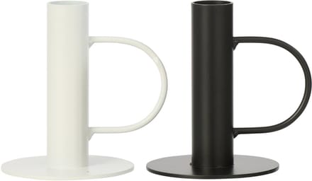 J-Line kandelaar - ijzer - zwart/wit - large - set van 2