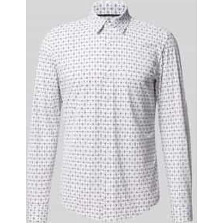 Slim fit zakelijk overhemd met all-over motief, model 'P-ROAN'