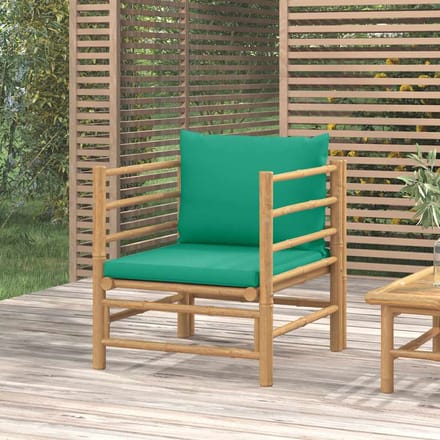 vidaXL - Tuinbank - met - kussens - bamboe - groen