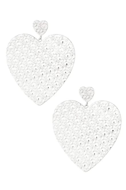 Yehwang Oorbellen - Stainless Steel - Dubbel Hart - Zilverkleurig