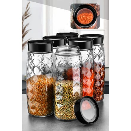 Set van 6 glazen potten Lacy | Heritage