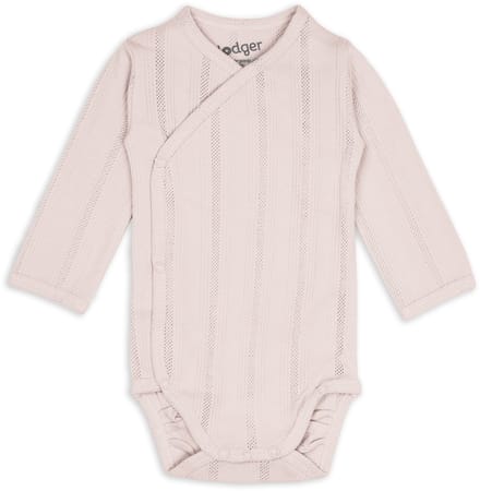 Lodger Romper met lange mouwen - Pointelle - Roze - Maat 68 - bio katoen - Overslag romper