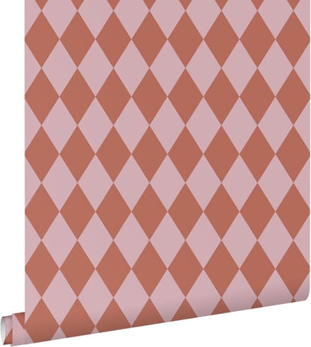 ESTAhome behang ruiten terracotta roze - 50 x 900 cm - 131598