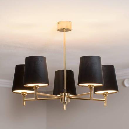Domiluce Kroonluchter Nita, zwart/goud, 60 cm, 5-lamps