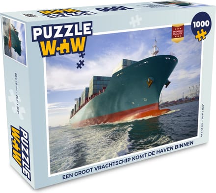 Puzzel Een groot vrachtschip komt de haven binnen - Legpuzzel - Puzzel 1000 stukjes volwassenen