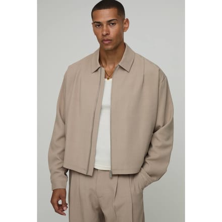 Getailleerd Jasje Met Plooien Voorpand Oversized Boxy Co-ord Harrington | Taupe | Size XL