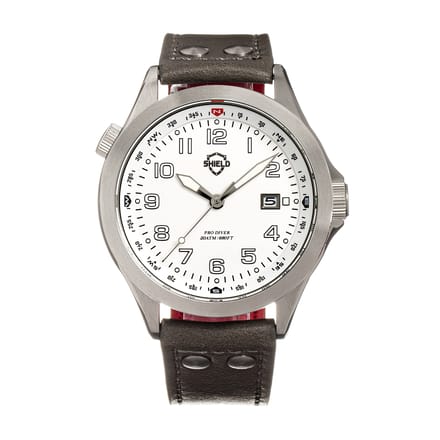 Shield Palau lederen band heren duikhorloge met datum