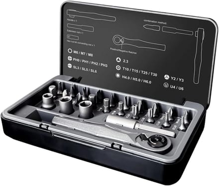 Magnetische Schroevendraaier - Precisie Set - Klus Klussen - Efficiënte Ratel - 25 Delig - Grijs