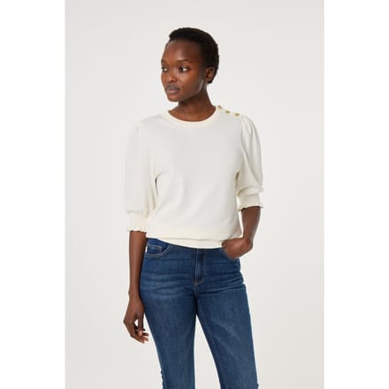 Fabienne Chapot Molly Short Sleeve Pullover Cosy White Maat: M | Sweaters Outlet | Dames | Wit