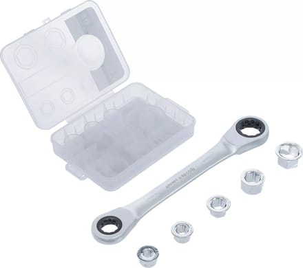 BGS Ratel ringsleutel met adapterset - 8 - 19 mm - 6 delig