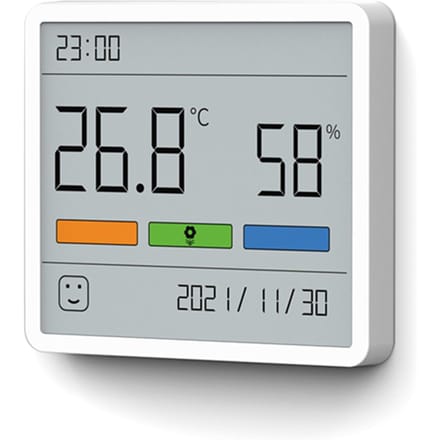 ATuMan TH1 Hygrometer Binnen LCD-scherm Temperatuur Vochtigheidsmonitor met Klok Draagbaar wit