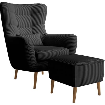 Fauteuil met hocker Verdiro ribstof | NADUVI Collection