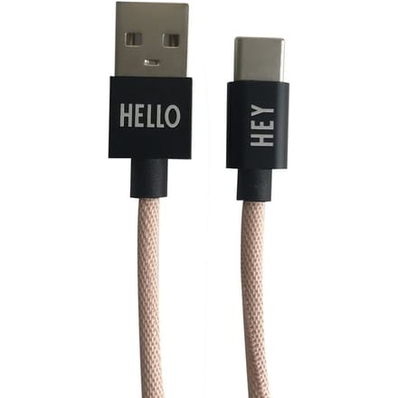 DESIGN LETTERS - HEY oplaadkabel - nude - USBC - roze