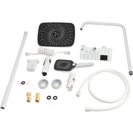 Ensemble de pommeau de douche à effet pluie Bouton poussoir Haute pression Multiples modes de jet d'eau Système de douche pour blanc