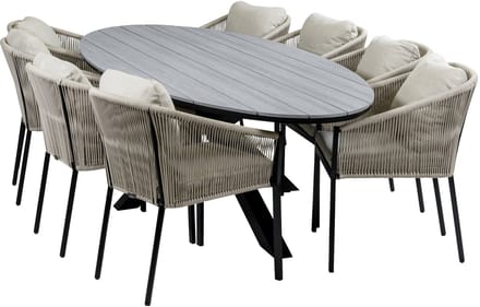 Tuinset Elvira/Cyprus | 8 personen | Ovaal 280 cm | Rope & polywood