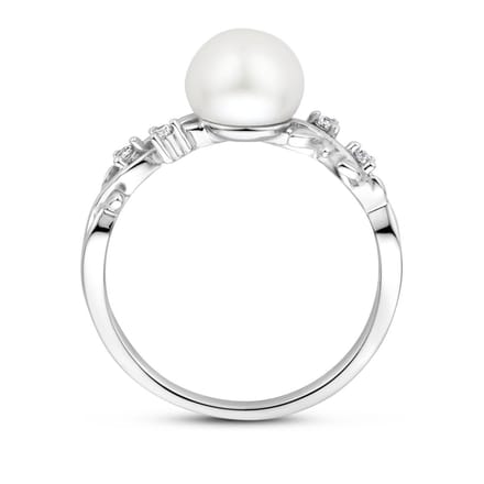 Gerhodineerd Zilver Ring Parel En Met Zirkonia 1339776