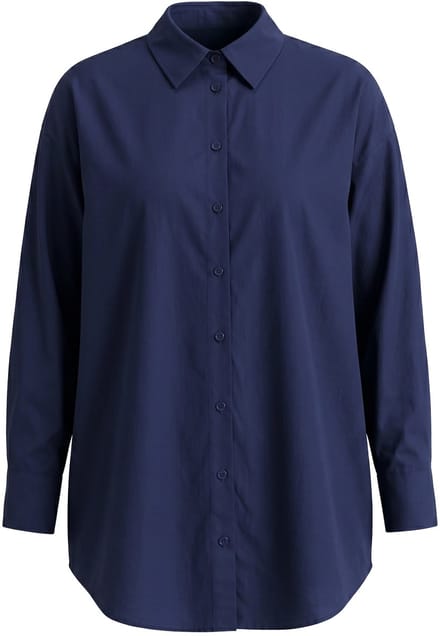 Studio Untold - Dames - Blouse oversized knoopsluiting op de achterkant - Marine - Maat 54+