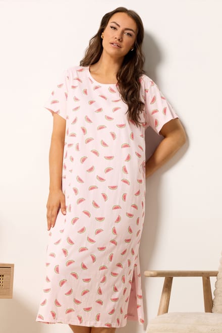 Yours Plus Size Roze Nachtjurk Met Watermeloenprint Size 66-68