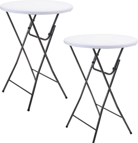 Pro Garden Robuuste Statafels - 2 Stuks - Ø80x110cm - Stalen onderstel - Wit/Grijs