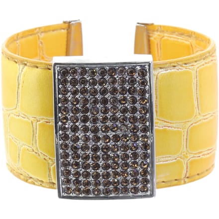 Behave – Armband dames breed – okergeel krokodillenlook – avond chic