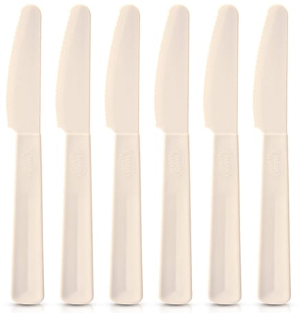 Tafelmessen Plastic Crème 6 stuks - Tafelmessenset - Messen