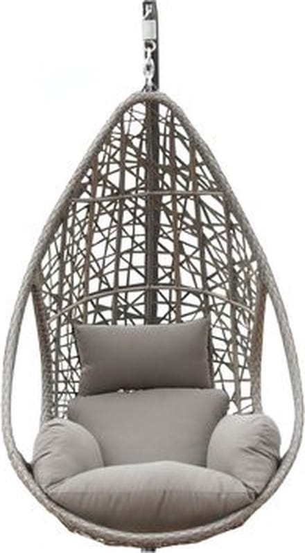 Hangstoel Mona relax Sand met Grijs Kussen zonder standaard