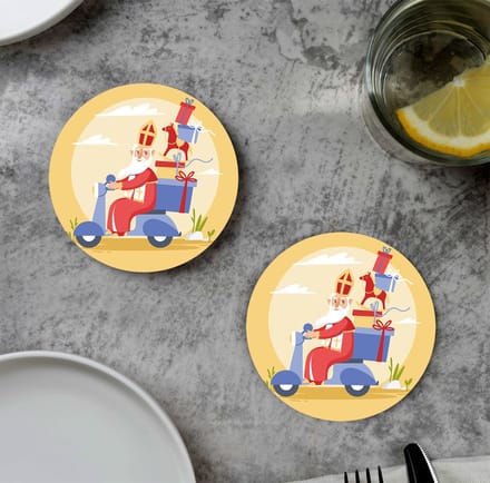 GR onderzetters voor glazen - Sinterklaas - Scooter - Vinyl - 6st