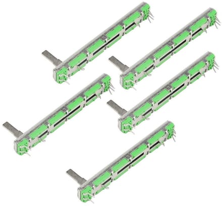 Dubbele Potentiometer - Variabele Weerstand - Volume Aanpassen - Dubbel Lineair - 75mm Lengte - Groen