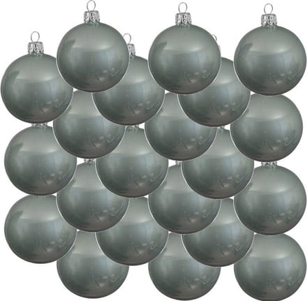 18x Mintgroene glazen kerstballen 8 cm - Glans/glanzende - Kerstboomversiering mintgroen
