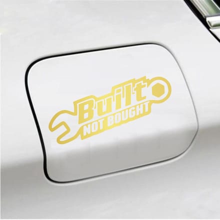 Bumpersticker - Built Not Bought - 8 X 20 - Goud