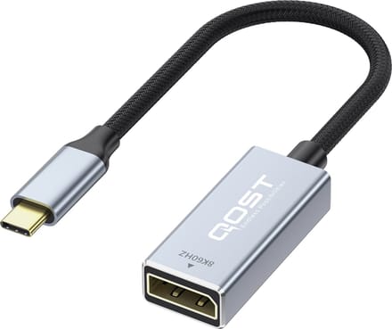 Qost - USB C Naar Displayport Adapter - 8K 120Hz - Type C 3.1 Naar Displayport - Thunderbolt 3