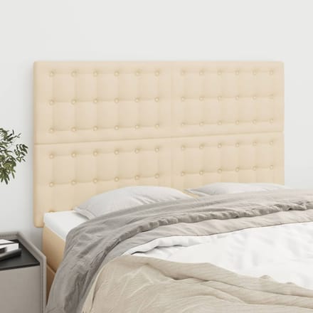 vidaXL - Hoofdbord - crème - 144x5x118/128 - cm - stof