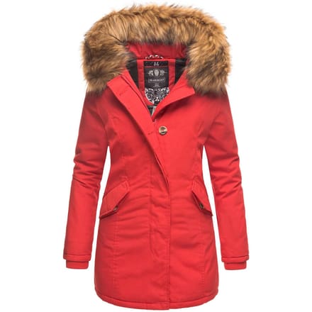 Marikoo dames winterparka met afneembare imitatiebontkraag & capuchon