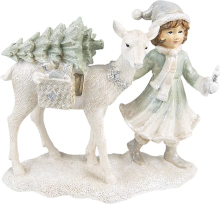 Clayre & Eef Beeld Kind 18 cm Wit Polyresin